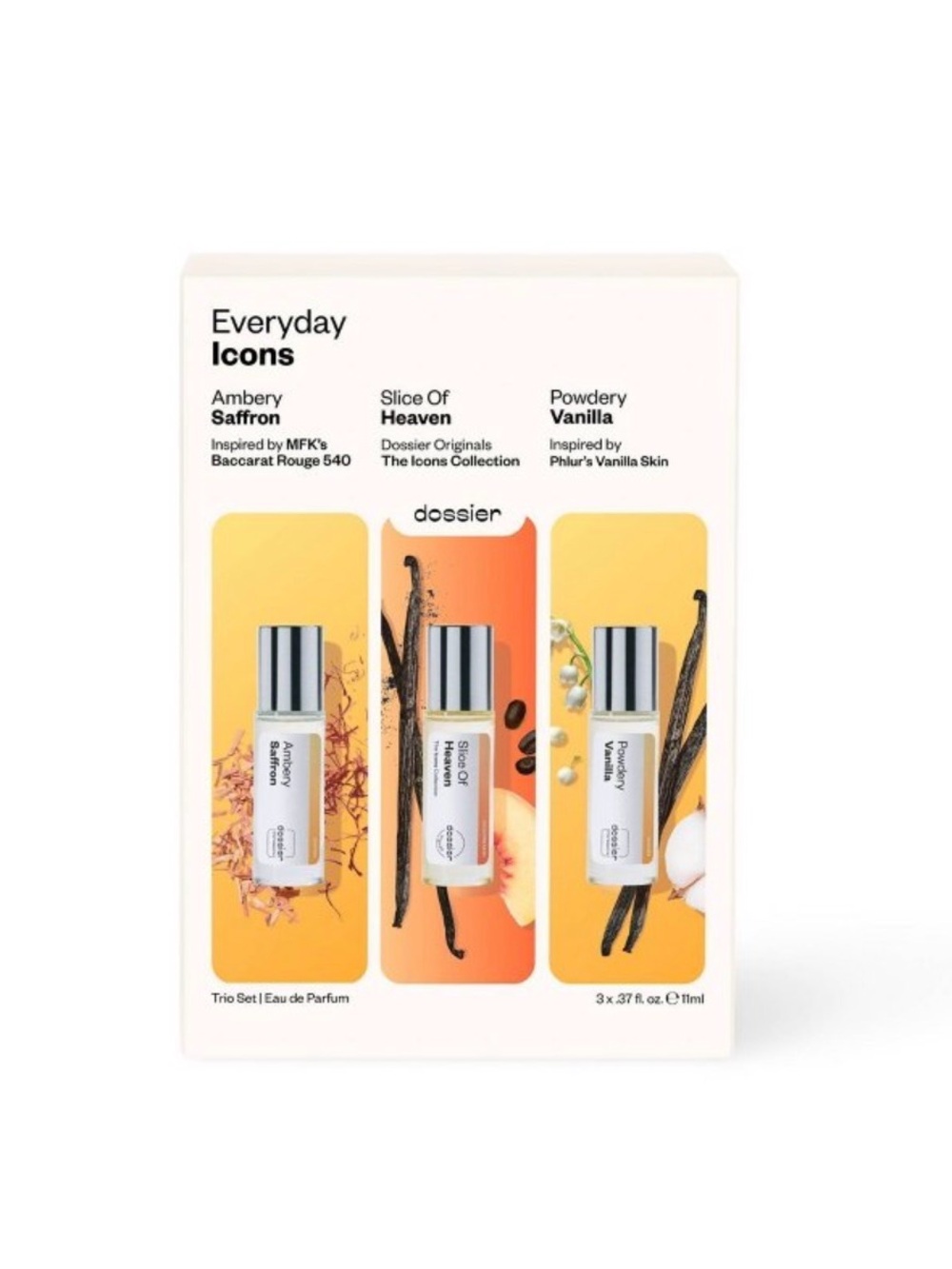 Dossier Everyday Icons Perfume Trio Set 3pc Fragrance Sealed New In BOX.